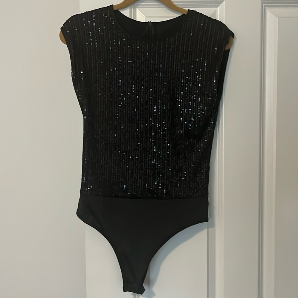 SHEIN sequin black bodysuit